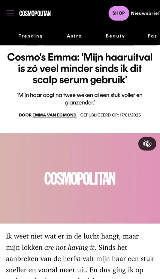 Haaruitval: Oorzaken, behandeling en ervaringen met Mudmasky Vitamin-Infused Scalp Serum volgens Cosmopolitan